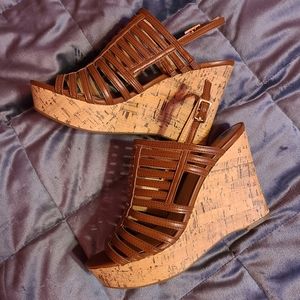 Franco Sarto cork platform wedges